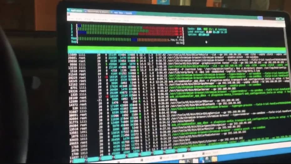 Siraj Raval getting root access (admin control) of the Tesla operating system.